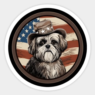 Patriotic Lhasa Apso Sticker